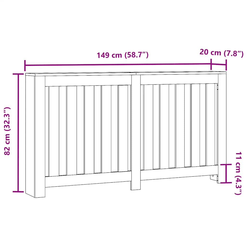 vidaXL Κάλυμμα Καλοριφέρ Όψη Παλαιού Ξύλου 149x20x82 εκ. Επεξ. Ξύλο