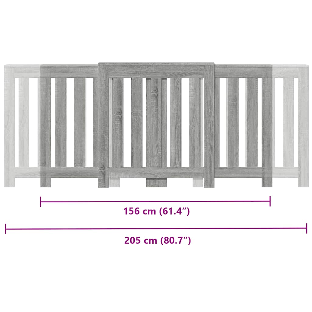 vidaXL Κάλυμμα Καλοριφέρ Γκρι Sonoma 205x21,5x83,5 εκ Επεξ. Ξύλο