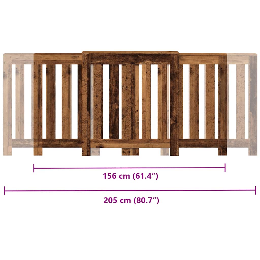 vidaXL Κάλυμμα Καλοριφέρ Όψη Παλαιού Ξύλου 205x21,5x83,5εκ. Επεξ. Ξύλο