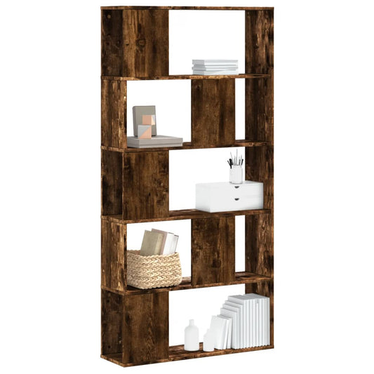 vidaXL Βιβλιοθήκη 5 Επιπέδων Καπνιστή Δρυς 80,5x23,5x162,5 Επεξ. Ξύλο