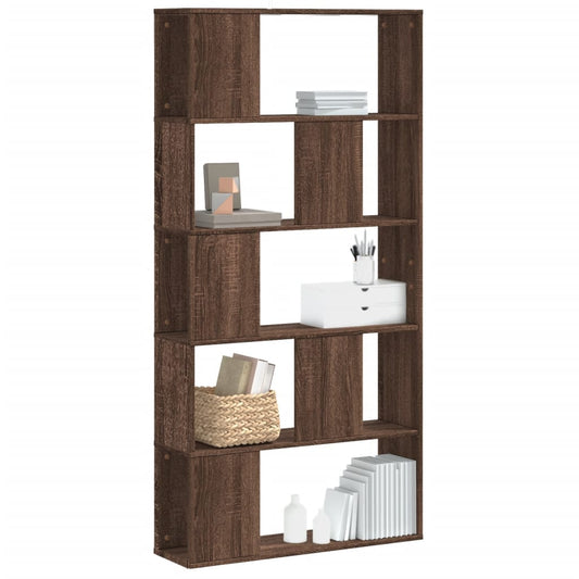 vidaXL Βιβλιοθήκη 5 Επιπέδων Καφέ Δρυς 80,5x23,5x162,5εκ Επεξεργ. Ξύλο