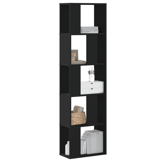 vidaXL Βιβλιοθήκη 5 Επιπέδων Μαύρη 45x23,5x162,5 εκ. Επεξεργ. Ξύλο