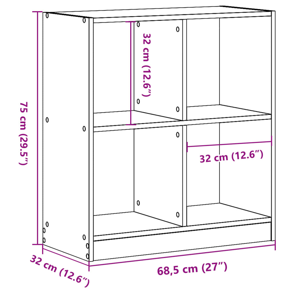 vidaXL Βιβλιοθήκη Καπνιστή Δρυς 68,5x32x75 κ. από Επεξεργ. Ξύλο