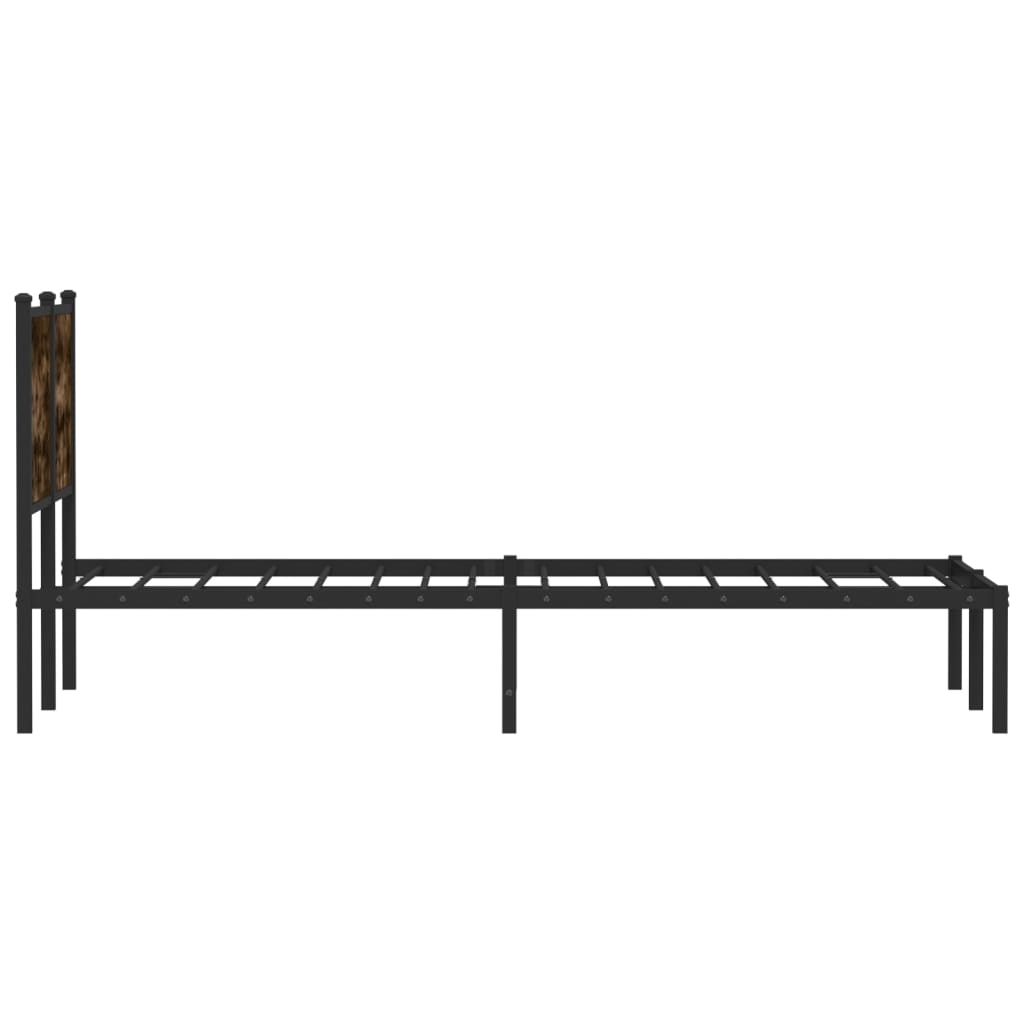vidaXL Σκελετός Κρεβ. Χωρίς Στρώμα Καπνιστή Δρυς 120x190 εκ. Μεταλλικό
