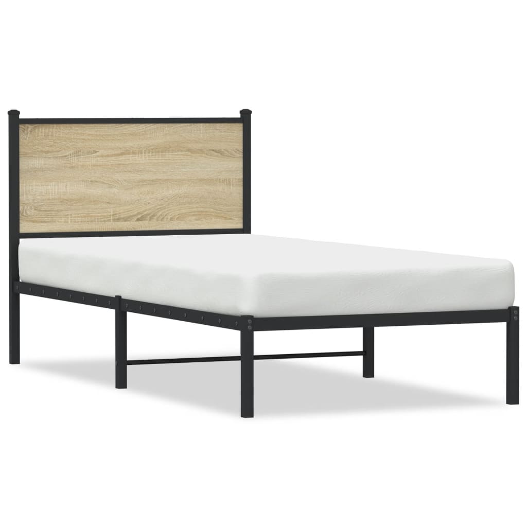 vidaXL Σκελετός Κρεβ. Χωρίς Στρώμα Sonoma Δρυς 80x200 εκ. Μεταλλικό