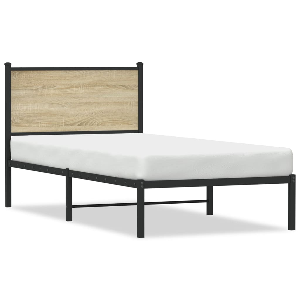 vidaXL Σκελετός Κρεβ. Χωρίς Στρώμα Sonoma Δρυς 90x200 εκ. Μεταλλικό
