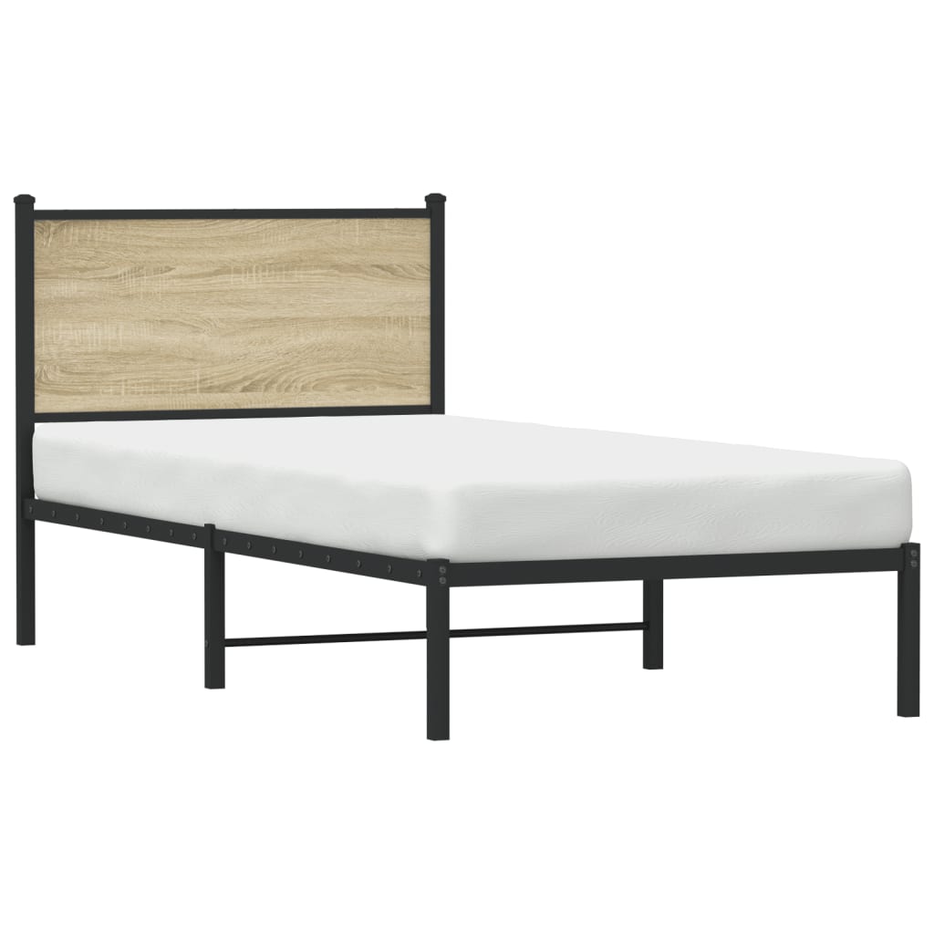 vidaXL Σκελετός Κρεβ. Χωρίς Στρώμα Sonoma Δρυς 90x200 εκ. Μεταλλικό