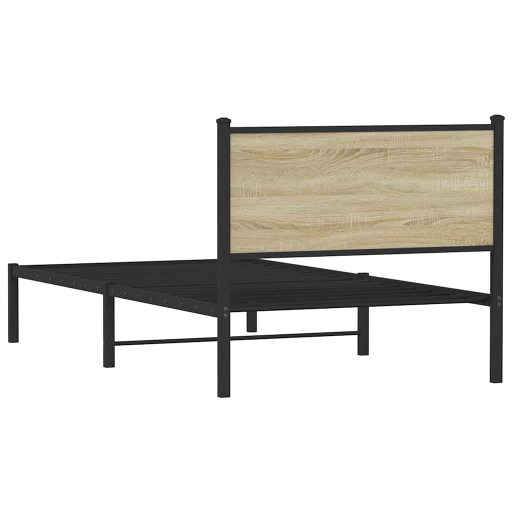 vidaXL Σκελετός Κρεβ. Χωρίς Στρώμα Sonoma Δρυς 100x190 εκ. Μεταλλικό