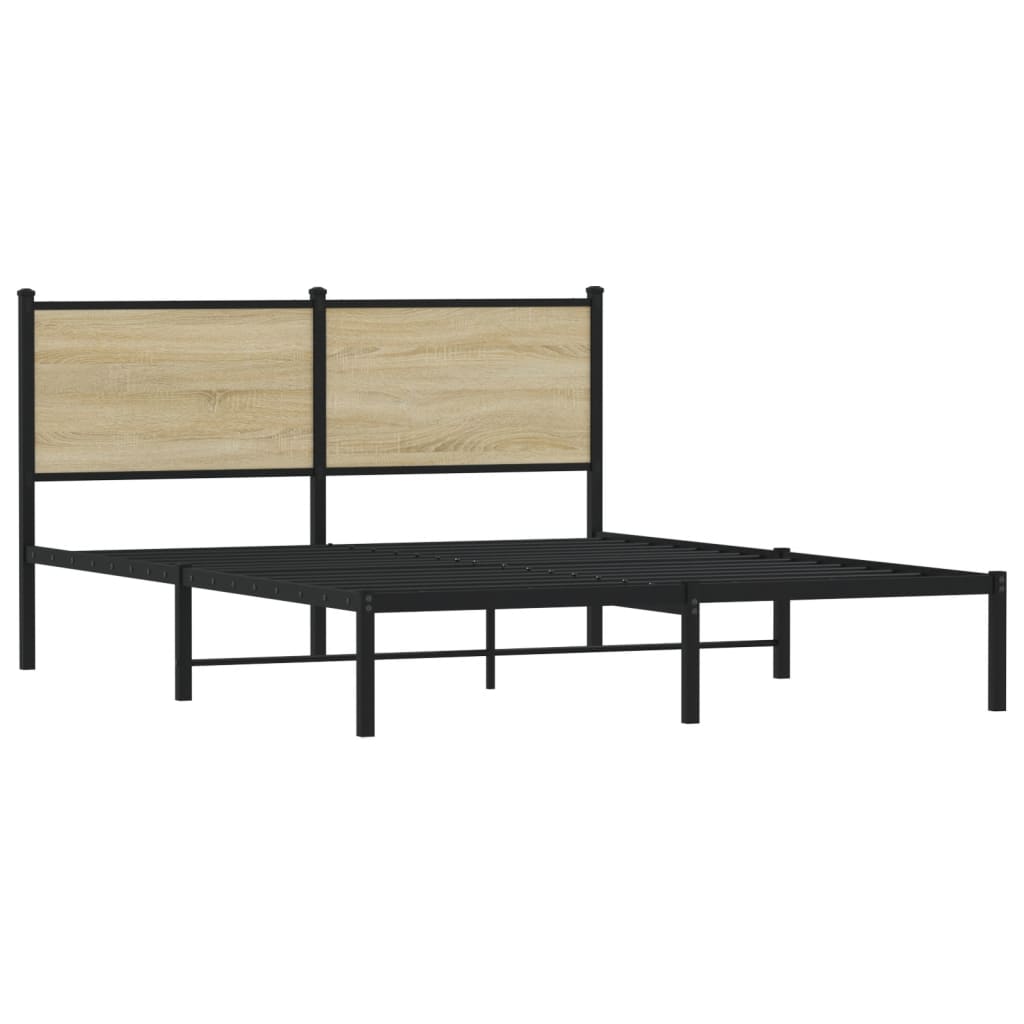 vidaXL Σκελετός Κρεβ. Χωρίς Στρώμα Sonoma Δρυς 140x200 εκ. Μεταλλικό