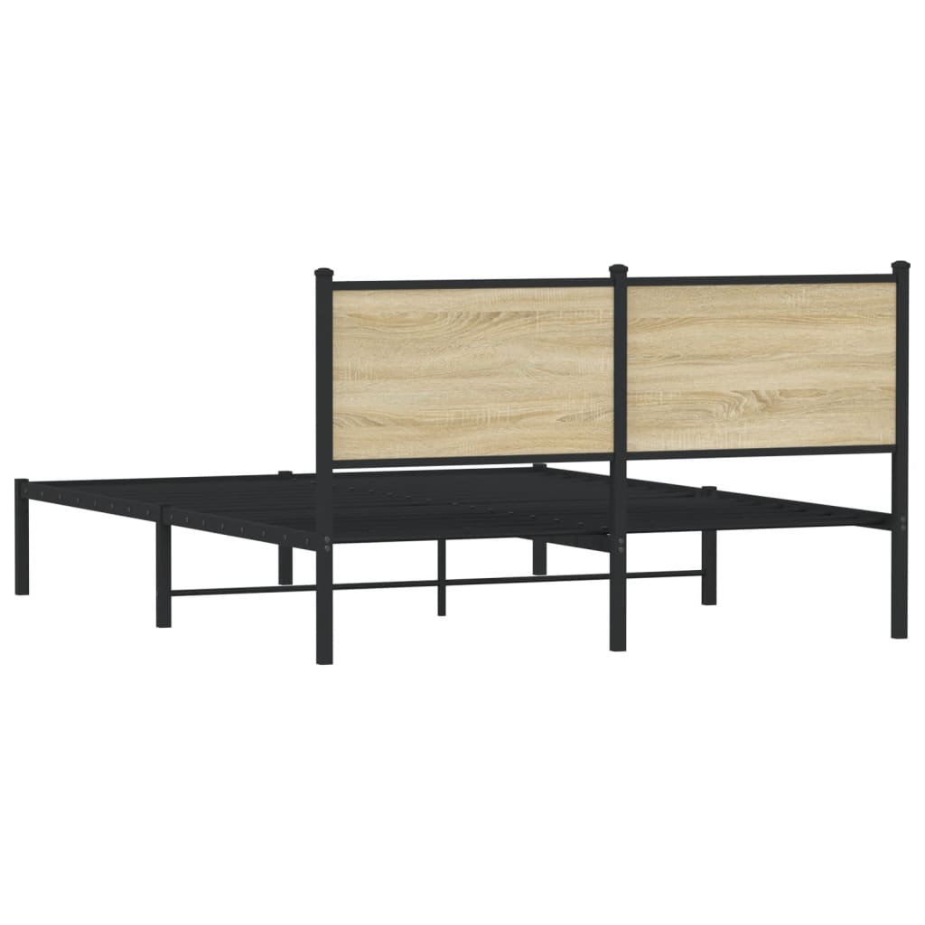 vidaXL Σκελετός Κρεβ. Χωρίς Στρώμα Sonoma Δρυς 140x200 εκ. Μεταλλικό