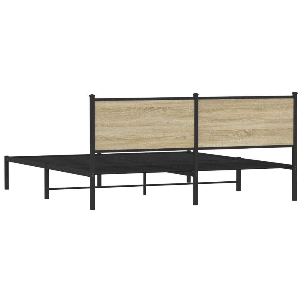 vidaXL Σκελετός Κρεβ. Χωρίς Στρώμα Sonoma Δρυς 160x200 εκ. Μεταλλικό