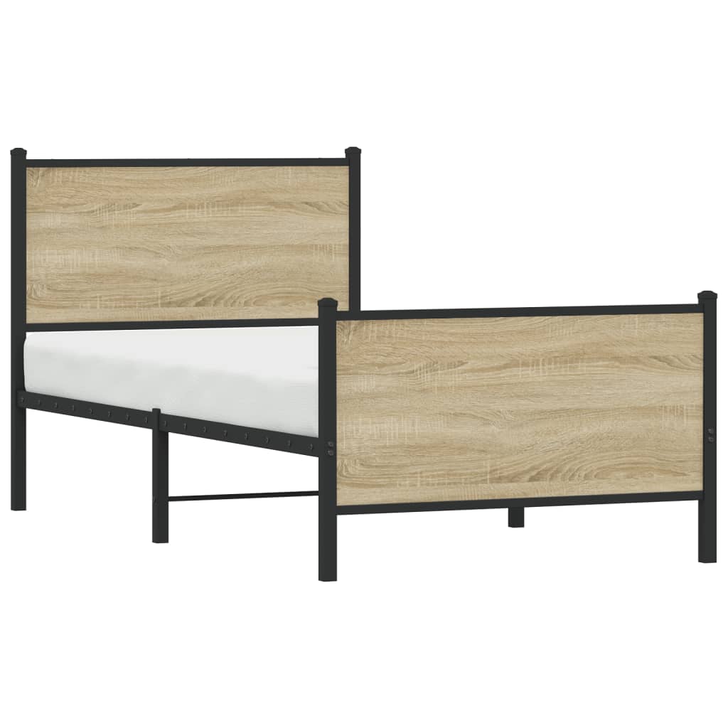 vidaXL Σκελετός Κρεβ. Χωρίς Στρώμα Sonoma Δρυς 80x200 εκ. Μεταλλικό
