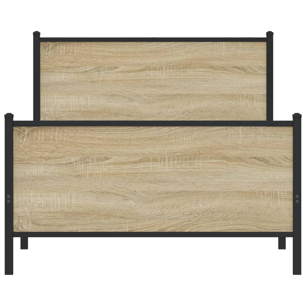 vidaXL Σκελετός Κρεβ. Χωρίς Στρώμα Sonoma Δρυς 107x203 εκ. Μεταλλικό