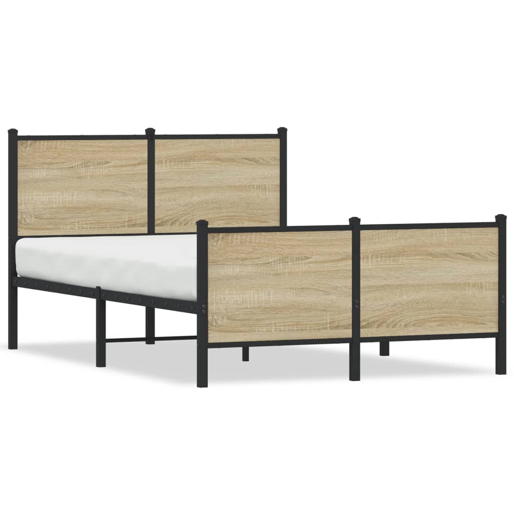 vidaXL Σκελετός Κρεβ. Χωρίς Στρώμα Sonoma Δρυς 120x200 εκ. Μεταλλικό