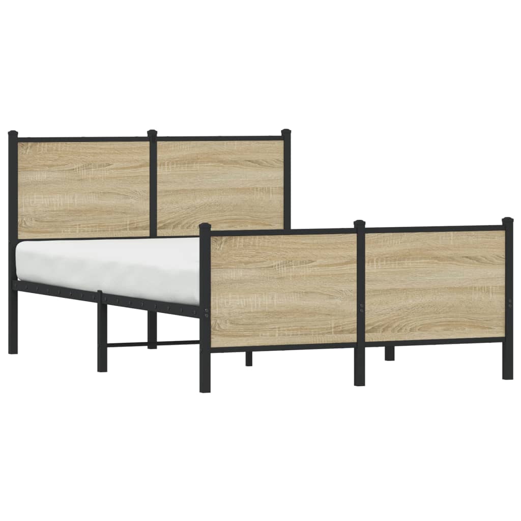 vidaXL Σκελετός Κρεβ. Χωρίς Στρώμα Sonoma Δρυς 120x200 εκ. Μεταλλικό