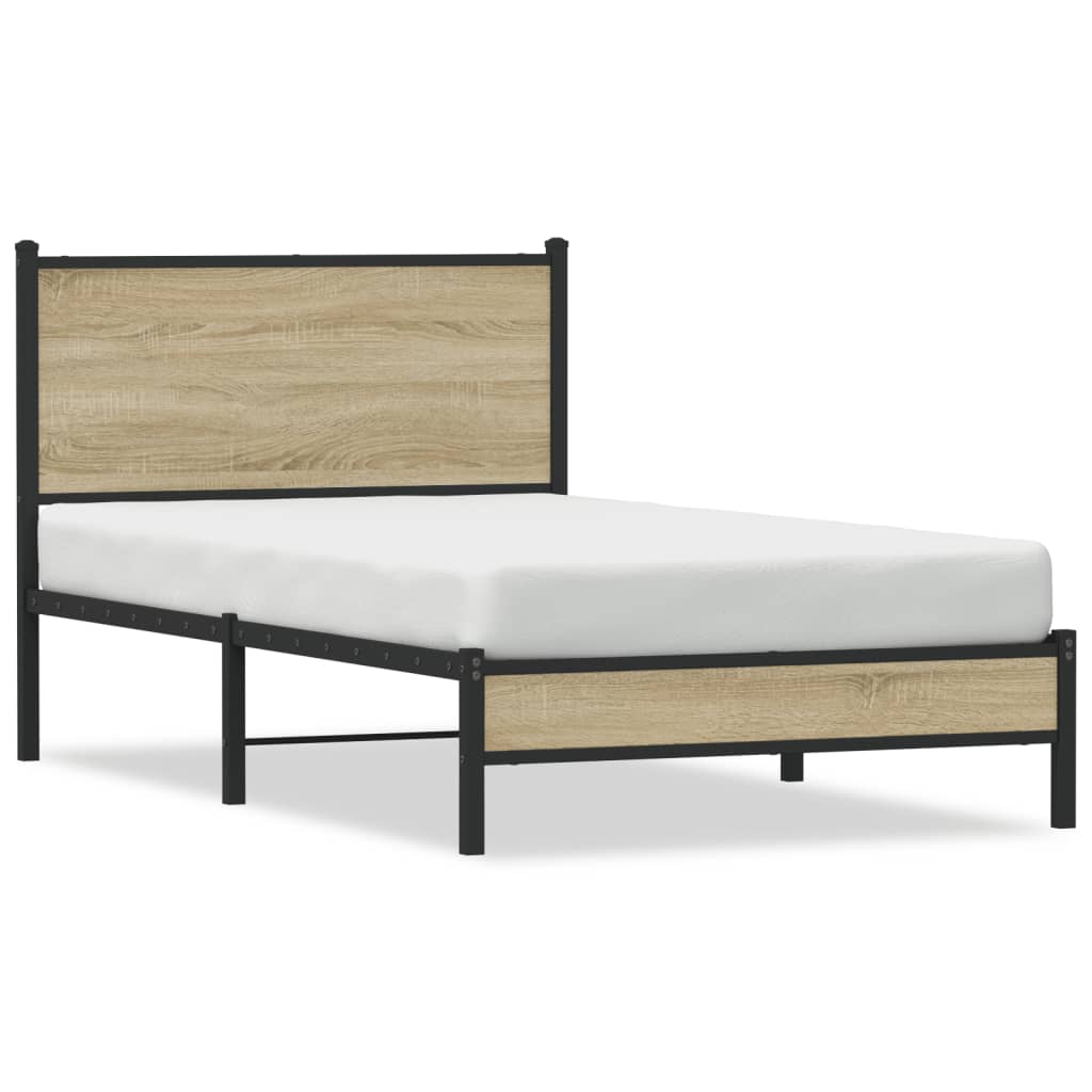vidaXL Σκελετός Κρεβ. Χωρίς Στρώμα Sonoma Δρυς 100x190 εκ. Μεταλλικό