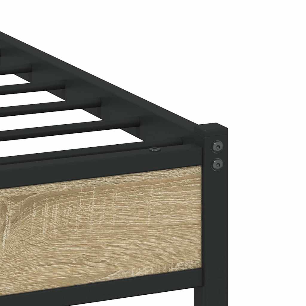 vidaXL Σκελετός Κρεβ. Χωρίς Στρώμα Sonoma Δρυς 107x203 εκ. Μεταλλικό