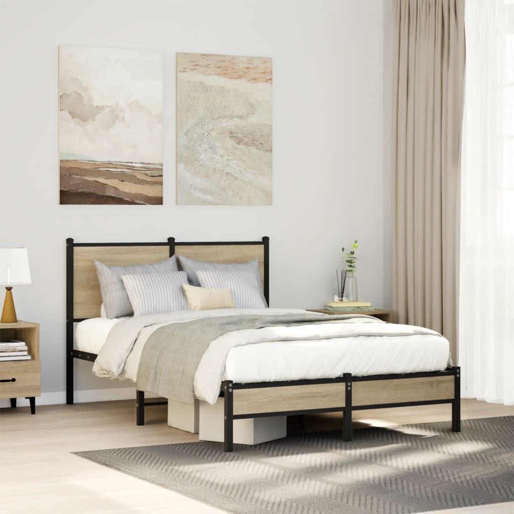 vidaXL Σκελετός Κρεβ. Χωρίς Στρώμα Sonoma Δρυς 120x190 εκ. Μεταλλικό