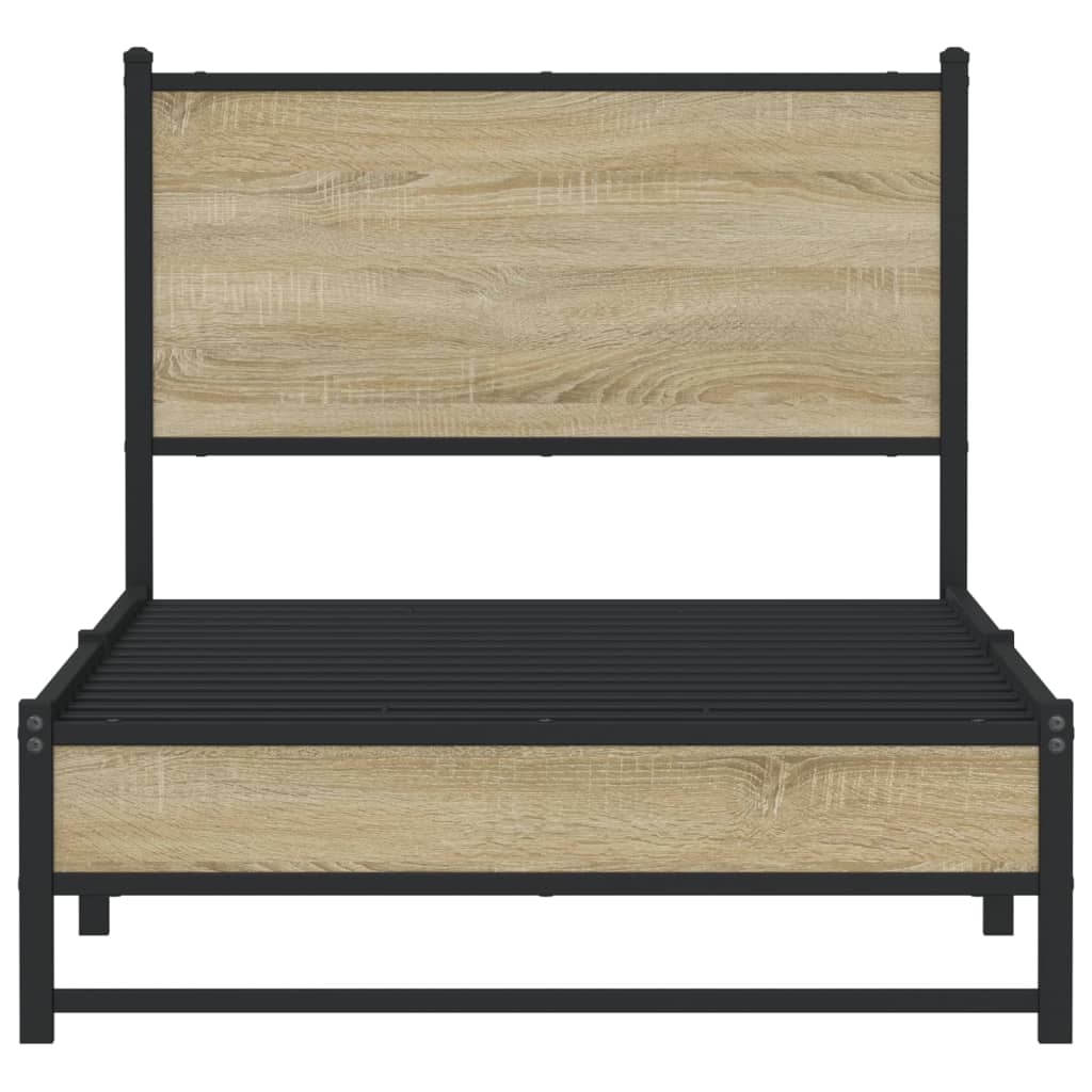 vidaXL Σκελετός Κρεβ. Χωρίς Στρώμα Sonoma Δρυς 90x200 εκ. Μεταλλικό