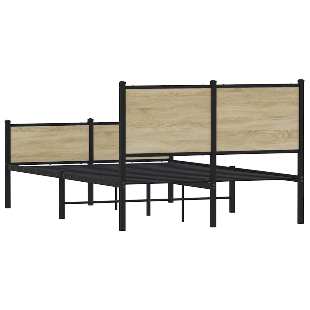 vidaXL Σκελετός Κρεβ. Χωρίς Στρώμα Sonoma Δρυς 120x190 εκ. Μεταλλικό
