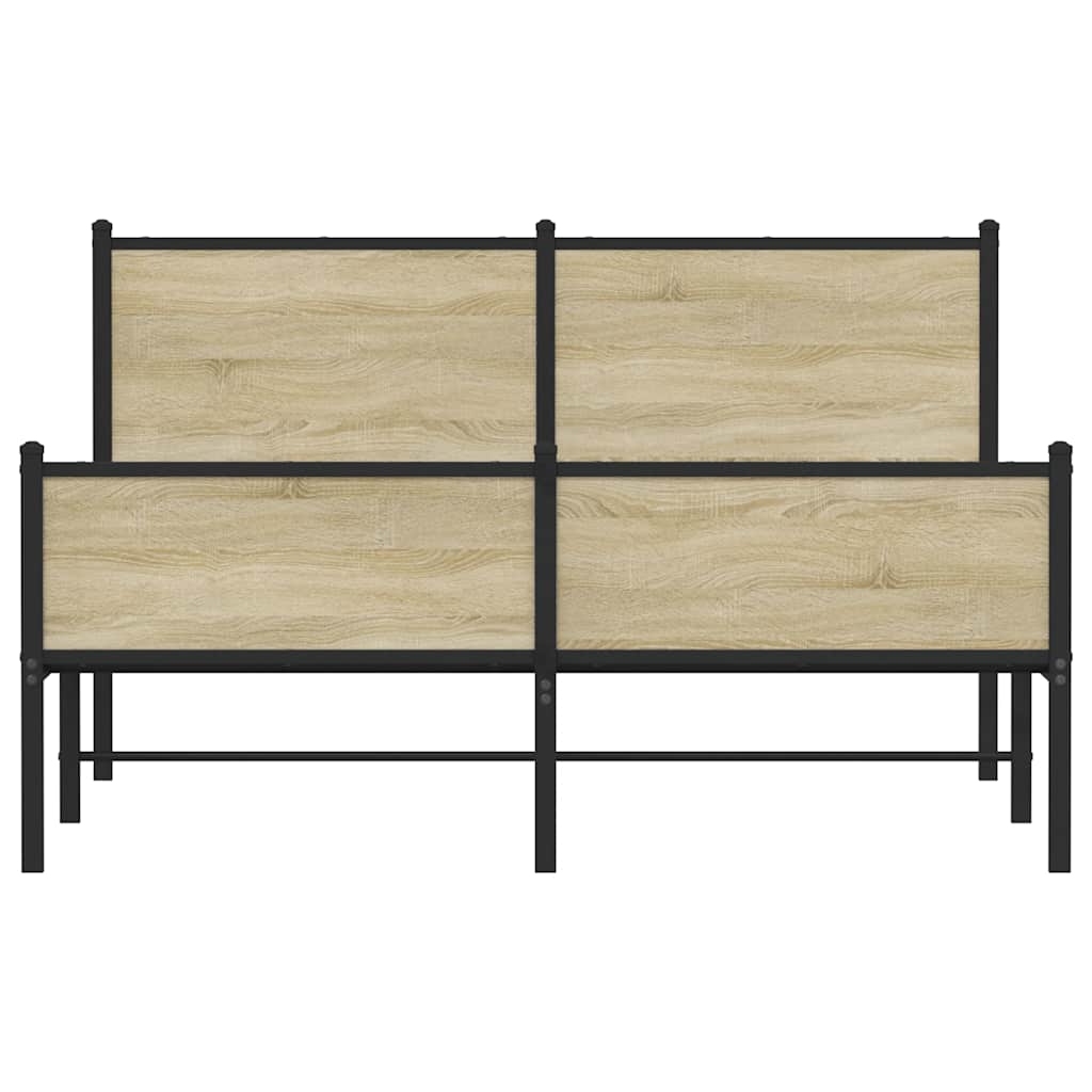 vidaXL Σκελετός Κρεβ. Χωρίς Στρώμα Sonoma Δρυς 140x200 εκ. Μεταλλικό
