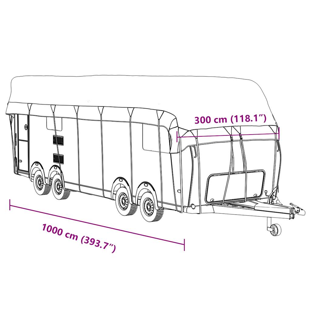 vidaXL Κάλυψη οροφής τροχόσπιτου Γκρι 1000x300 cm Μη υφασμένο ύφασμα