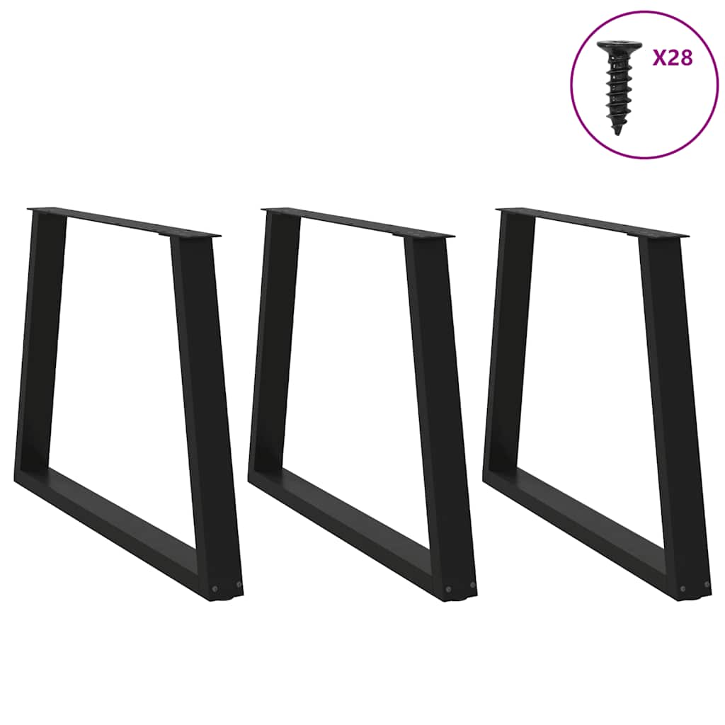 vidaXL Πόδια Τραπεζαρίας Σχήματος V 3 τεμ. Μαύρο 90x(72-73,3) εκ. Ατσάλι