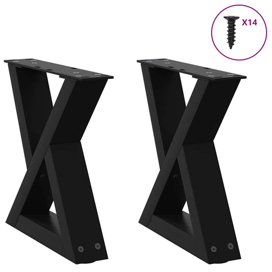 vidaXL Πόδια Τραπεζιού Σαλονιού 2 τεμ. Μαύρο 30x(30-31,3) εκ. Ατσάλι