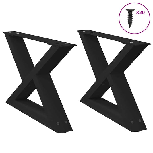 vidaXL Πόδια Τραπεζιού Σαλονιού 2 τεμ. Μαύρο 50x(30-31,3) εκ. Ατσάλι