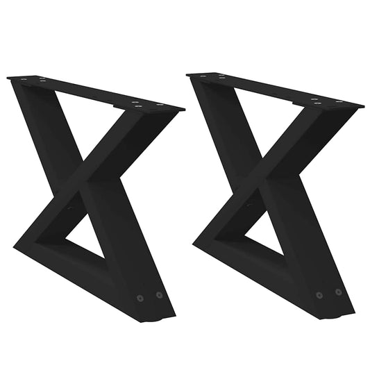 vidaXL Πόδια Τραπεζιού Σαλονιού 2 τεμ. Μαύρο 50x(30-31,3) εκ. Ατσάλι