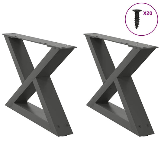 vidaXL Πόδια Τραπεζιού Σαλονιού 2 τεμ. Ανθρακί 50x(30-31,3) εκ. Ατσάλι