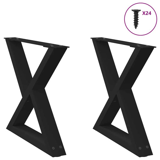 vidaXL Πόδια Τραπεζιού Σαλονιού 2 τεμ. Μαύρο 50x(42-43,3) εκ. Ατσάλι
