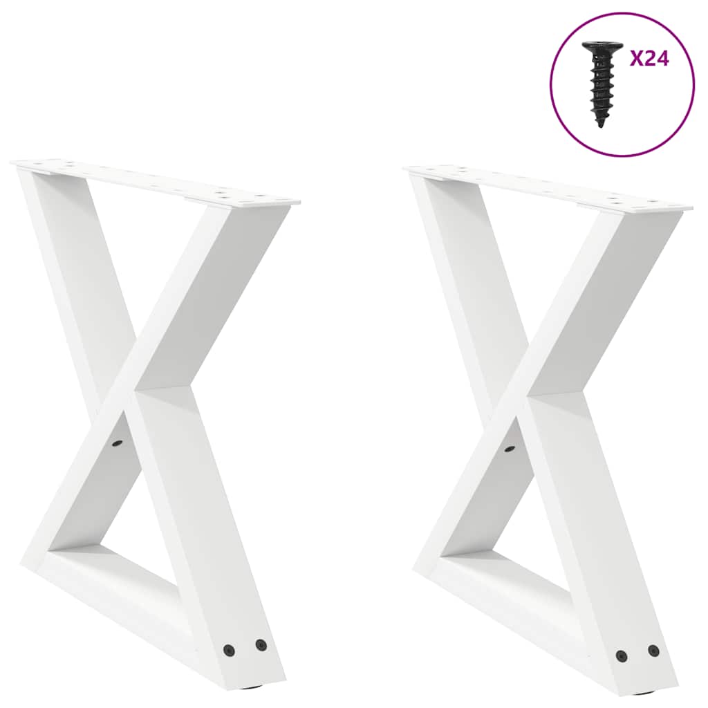 vidaXL Πόδια Τραπεζιού Σαλονιού 2 τεμ. Λευκά 50x(42-43,3) εκ. Ατσάλι