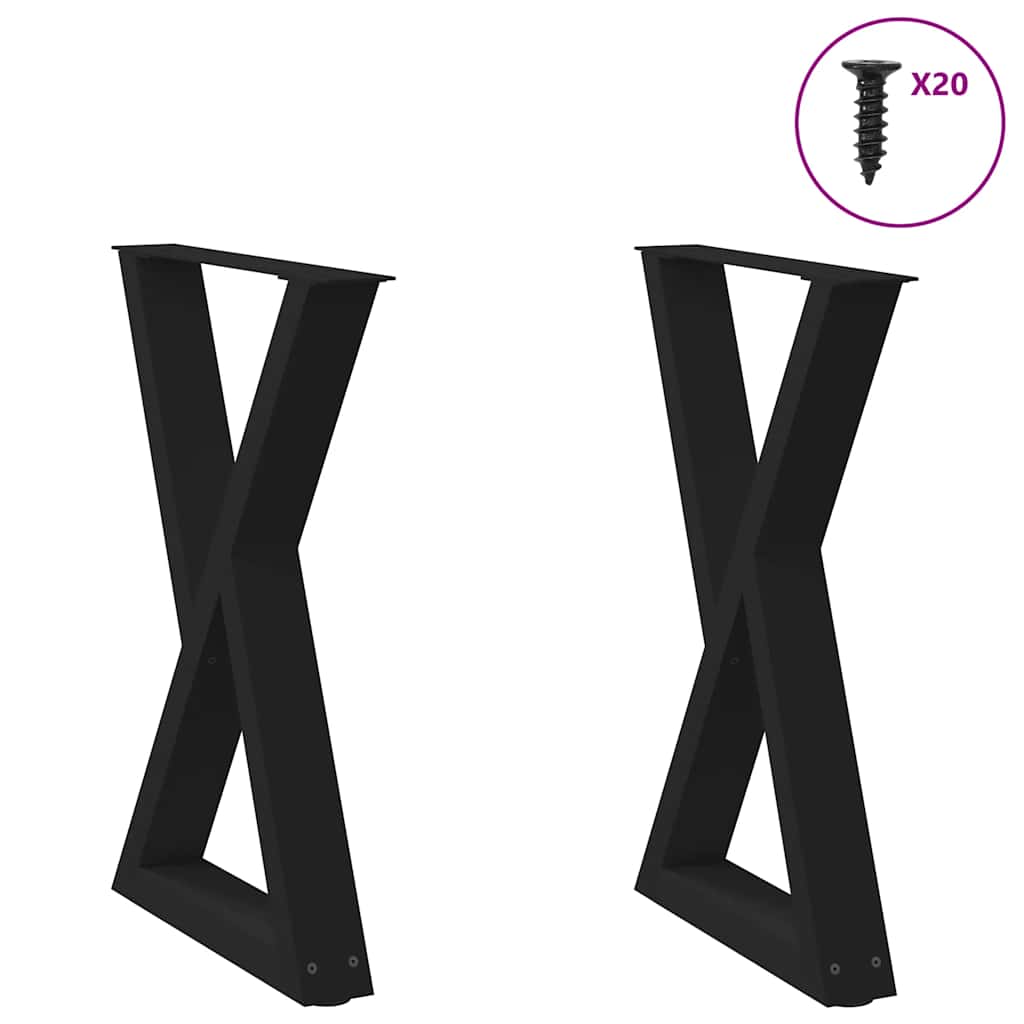 vidaXL Πόδια Τραπεζαρίας 2 τεμ. Μαύρο 50x(72-73,3) εκ. Ατσάλι