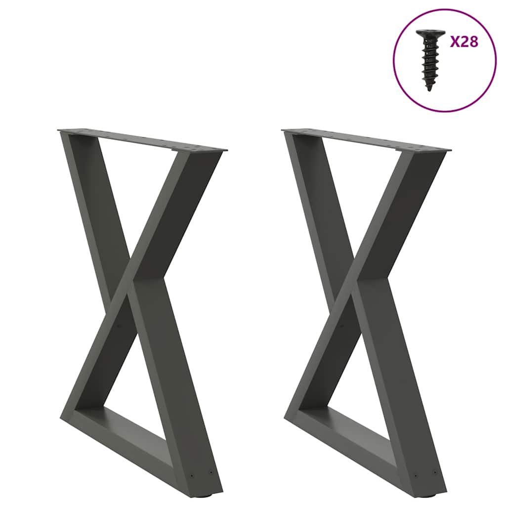 vidaXL Πόδια Τραπεζαρίας 2 τεμ. Ανθρακί 80x(72-73,3) εκ. Ατσάλι