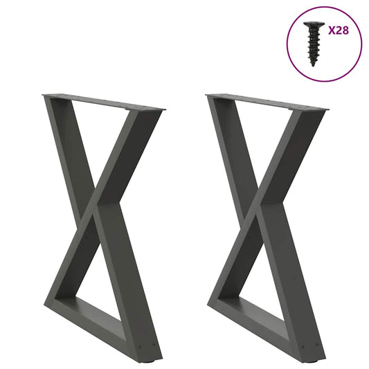 vidaXL Πόδια Τραπεζαρίας 2 τεμ. Ανθρακί 80x(72-73,3) εκ. Ατσάλι