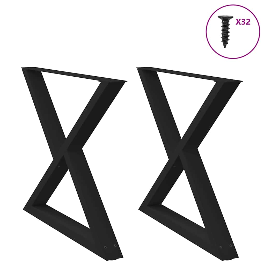 vidaXL Πόδια Τραπεζαρίας 2 τεμ. Μαύρο 90x(72-73,3) εκ. Ατσάλι