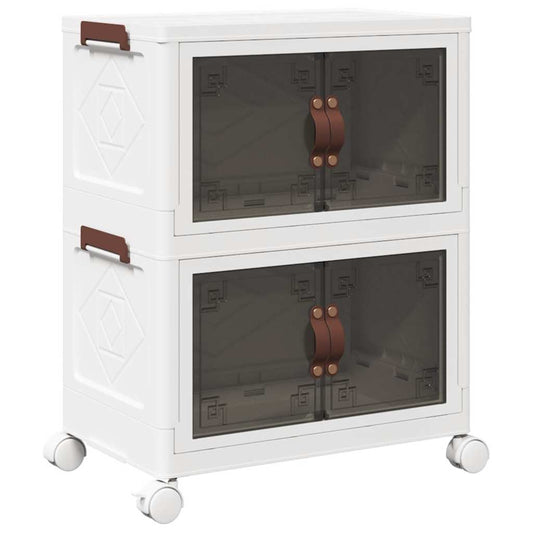 vidaXL Στοιβαζόμενο κουτί αποθήκευσης με τροχούς 2 Επιπ. 28 Λίτρα