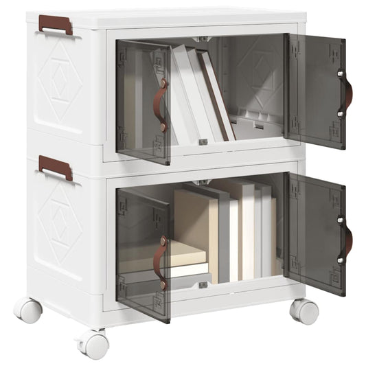 vidaXL Στοιβαζόμενο κουτί αποθήκευσης με τροχούς 2 Επιπ. 28 Λίτρα