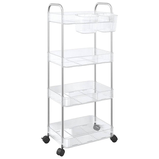 vidaXL Καρότσι αποθήκευσης 4 Επίπεδα Διαφανές 37x28x95 εκ. Ακρυλικό