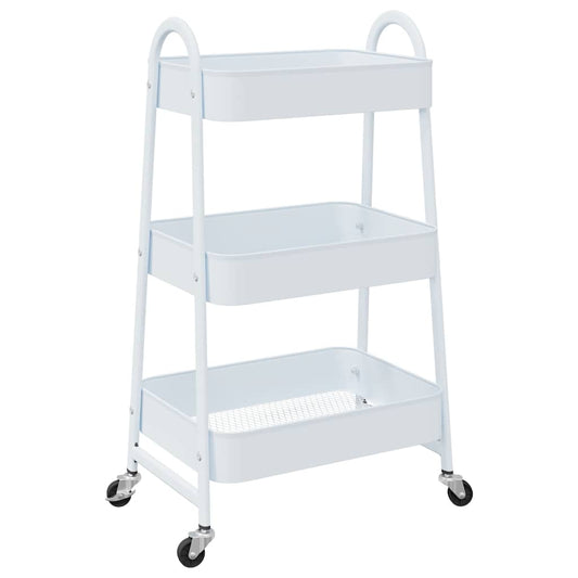 vidaXL Τρόλεϊ αποθήκευσης 3 επιπέδων Λευκό 42x41,5x77 cm Χάλυβας