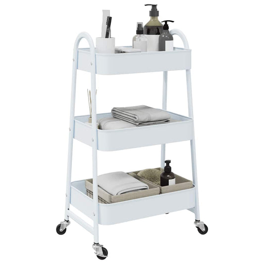 vidaXL Τρόλεϊ αποθήκευσης 3 επιπέδων Λευκό 42x41,5x77 cm Χάλυβας