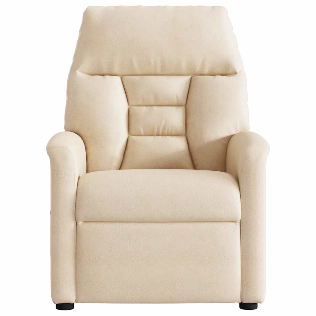 vidaXL Πολυθρόνα Μασάζ Ηλεκτρική Ανακλινόμενη Μπεζ Ύφασμα Μικροϊνών
