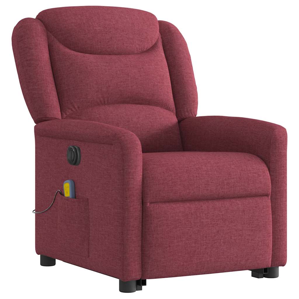 vidaXL Πολυθρόνα Μασάζ Ηλεκτρική Ανακλ. Μπορντό Υφασμάτινη