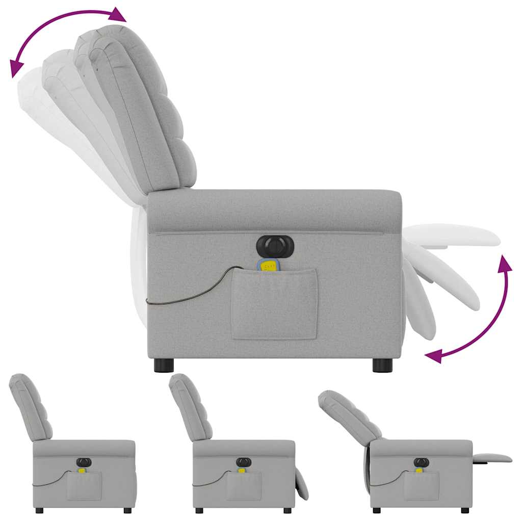 vidaXL Ηλεκτρική καρέκλα ανάκλισης μασάζ Ύφασμα Γκρι σύννεφο