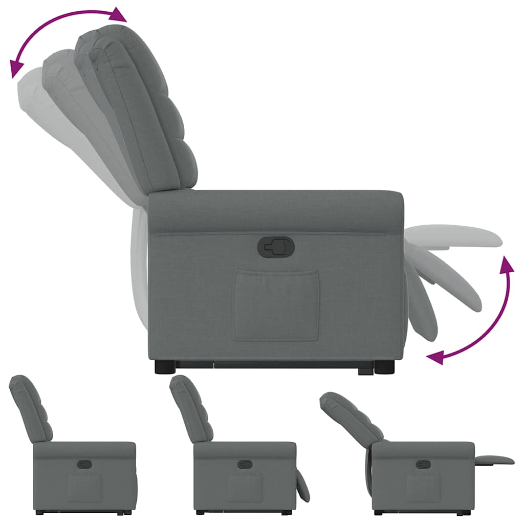 vidaXL Πολυθρόνα Ανακλινόμενη με Ανύψωση Σκούρο Γκρι Υφασμάτινη