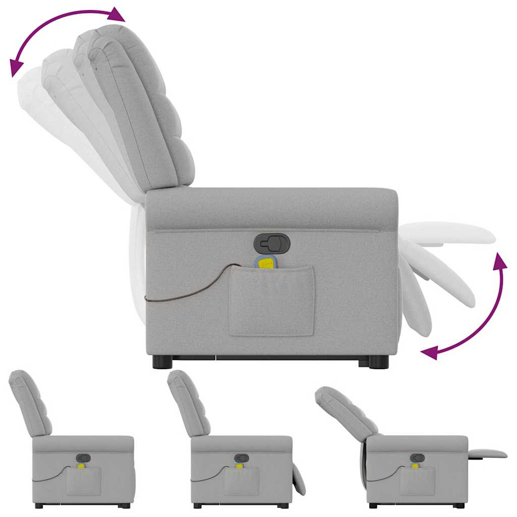 vidaXL Μόνιμη πολυθρόνα μασάζ καρέκλα ανάκλισης σύννεφο γκρι ύφασμα