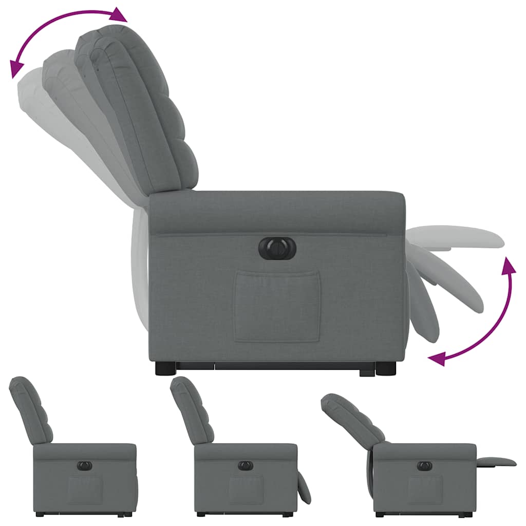 vidaXL Πολυθρόνα Ηλεκ. Ανακλινόμενη Ανύψωση Σκ. Γκρι Υφασμάτινη