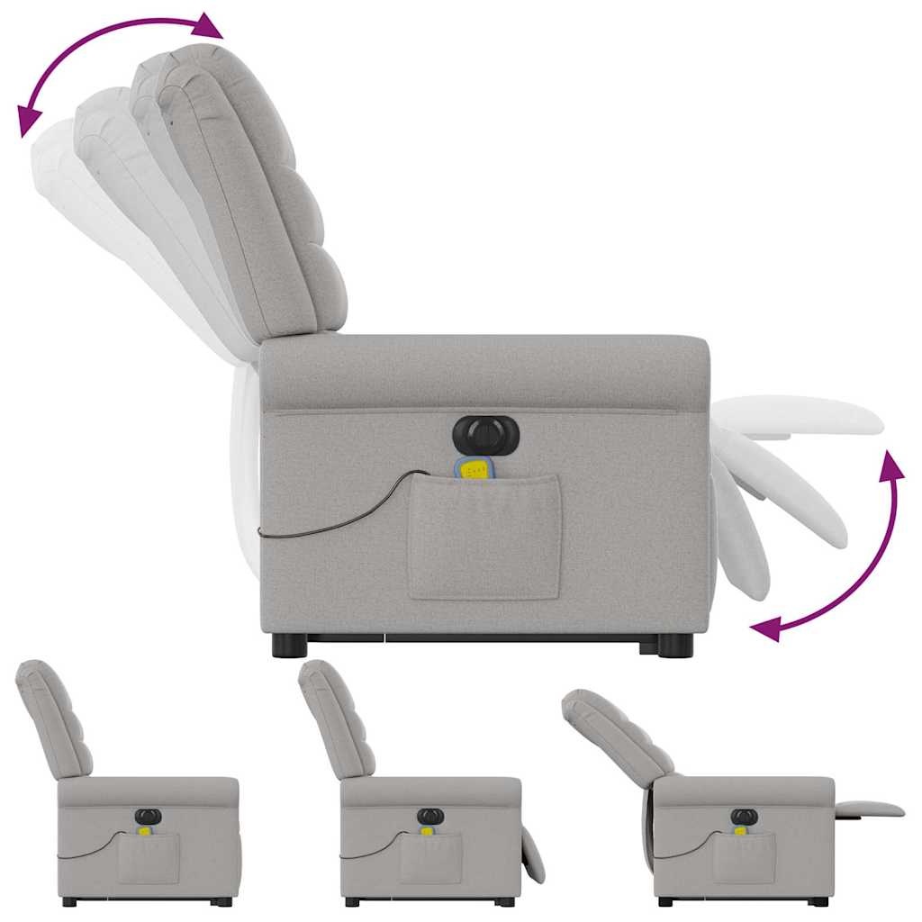 vidaXL Ηλεκτρική όρθια πολυθρόνα μασάζ Ύφασμα Γκρι σύννεφο