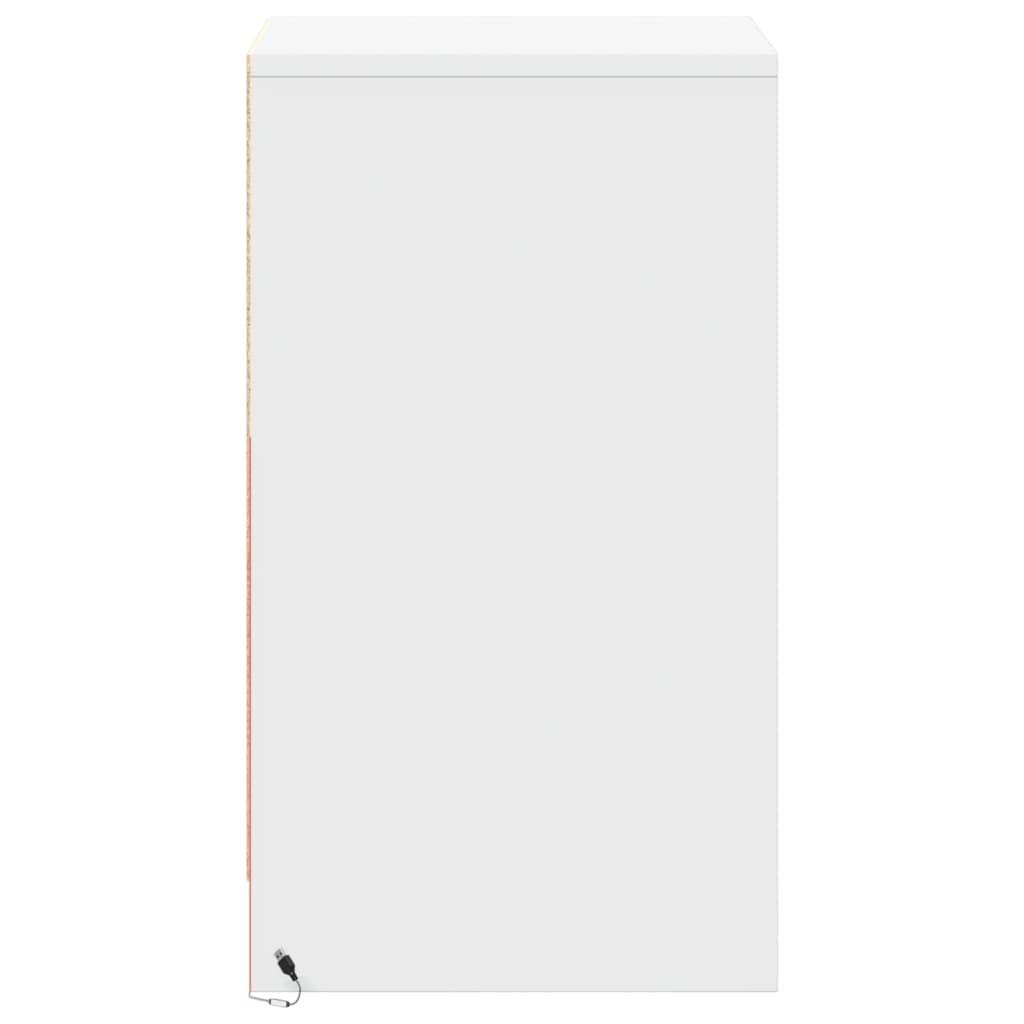 vidaXL Κομοδίνο με Φώτα LED Λευκό από Επεξεργασμένο ξύλο